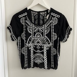 Karina Grimaldi black and white embellished top size small